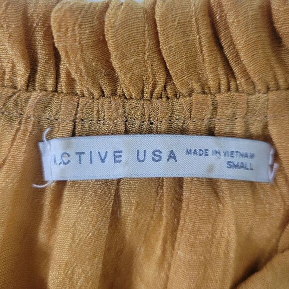 Active USA Gold Boho Tie Front Long Sleeve Peasant Blouse - Picture 5 of 16